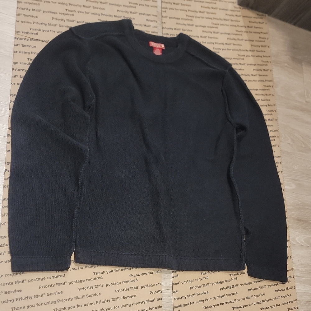 Guess Men's Black Crewneck Sweater Size Large Undersized For Tight Fit